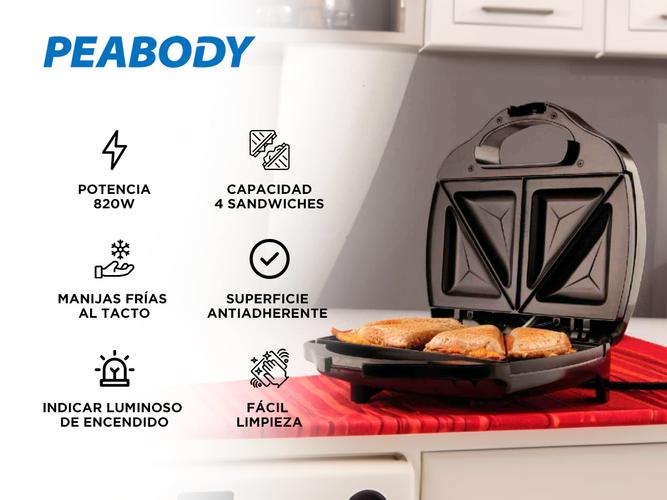 Sandwichera Electrica Peabody S6191 820 Watts - 1