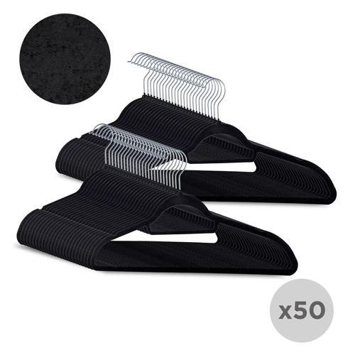 Perchas Plásticas Gadnic KP50 Kit x50 Terciopelo Antideslizantes Flexibles 45cm - 0