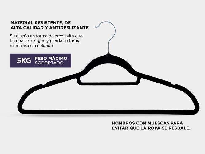 Kit x 200 Perchas Gadnic Terciopelo Antideslizantes Flexibles 45cm - 2