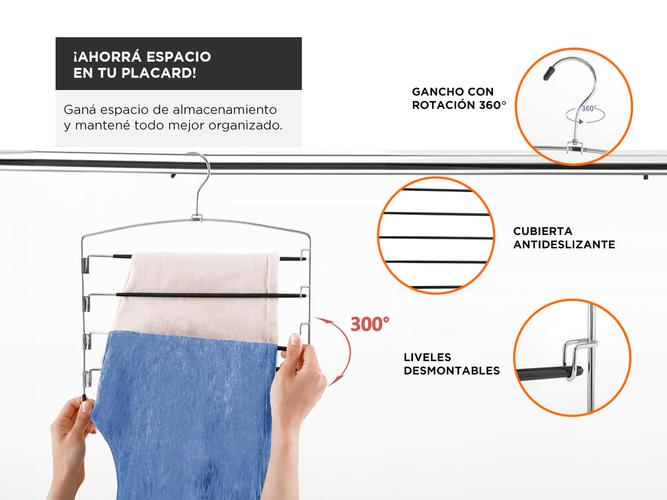 Percha para Pantalón Jean Gadnic PER4 Antideslizante 5 Pantalones - 2