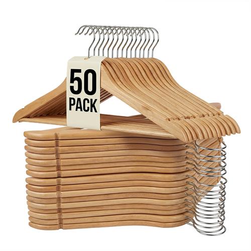 Kit X 50 Perchas de Madera Gadnic Antideslizante Pantalones Ropa   - 0