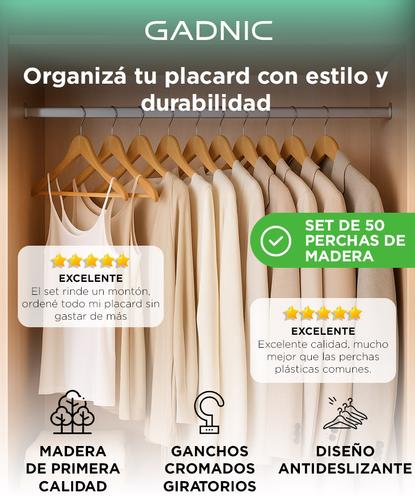 Perchas Gadnic x50 Madera Antideslizante - 1