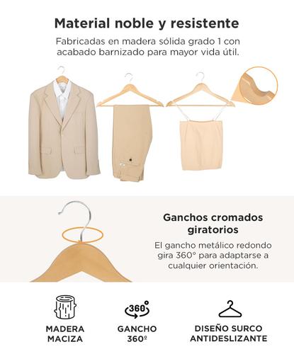 Perchas Gadnic x50 Madera Antideslizante - 2