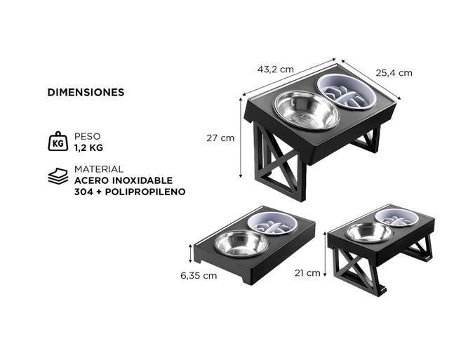 Cuenco Elevado Mueble para Mascotas Gadnic PET09 Platitos de Agua y Comida - 3