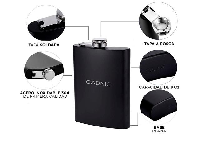 Petaca Whisky Gadnic Acero Inoxidable 236 ml - 3