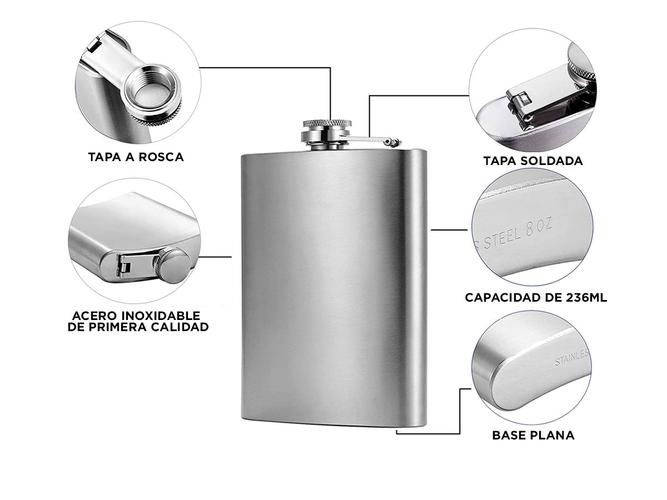 Petaca de Licor y Whisky Gadnic WHX6 Acero inoxidable 236 ml - 4