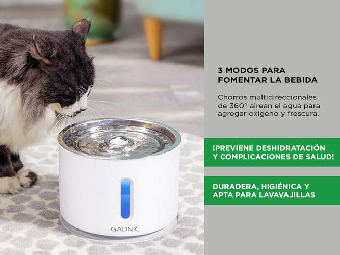 Fuente De Agua Recirculante Gadnic Para Perros Y Gatos Acero Inoxidable 2.4L  - 2