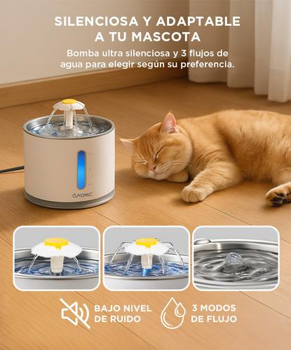 Fuente De Agua Recirculante Gadnic Para Perros Y Gatos Acero Inoxidable 2.4L  - 2