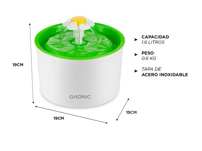 Fuente De Agua Recirculante Gadnic PB2000 Para Perros Y Gatos 1.6L - 4