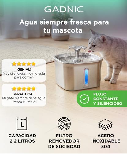 Bebedero Para Mascotas Gadnic Acero Inoxidable 304 Luz Led Agua Recirculante  - 1
