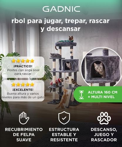 Árbol Para Gatos Gadnic Torre Rascadora Múltiples Niveles Hamaca Rampa Casa Cerrada Cama  - 1