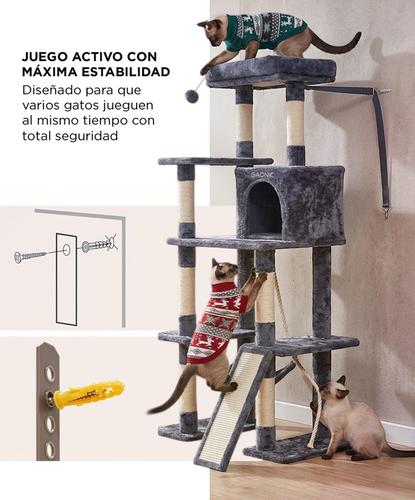 Árbol Para Gatos Gadnic Torre Rascadora Múltiples Niveles Hamaca Rampa Casa Cerrada Cama  - 4