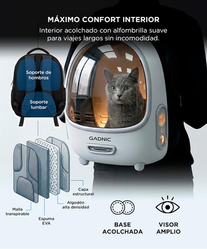 Mochila Transportadora Para Mascotas Gadnic Con Ventilador Display Temperatura USB Apta Viaje Hasta 7500g - 3