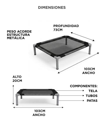  Cama Catre Mascota Elevada Gadnic Cucha para Perro Reforzada 100x70cm Desarmable - 5