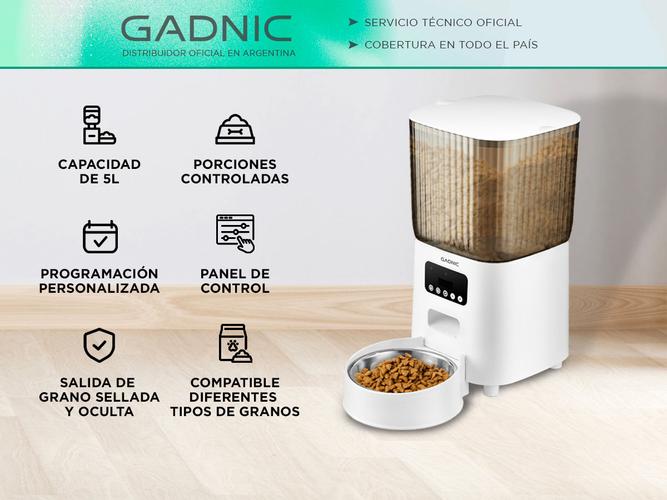 Comedero Automatico Gadnic Dispenser Alimento 5 Lts Programable Bowl de Acero Inoxidable  - 1