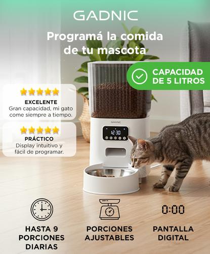 Comedero Automatico Gadnic Dispenser Alimento 5 Lts Programable Bowl de Acero Inoxidable  - 1