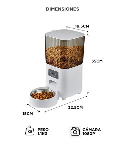 Comedero Automatico Gadnic Para Mascotas 5 litros Con Camara y Aplicación Bowl Acero Inoxidable  Usado - 4