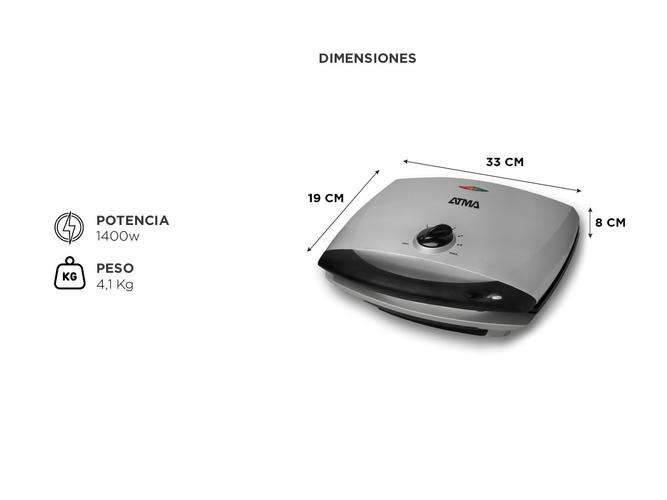 Parrilla Eléctrica Atma con Grill Antiadherente 1400W PG4720P - 4