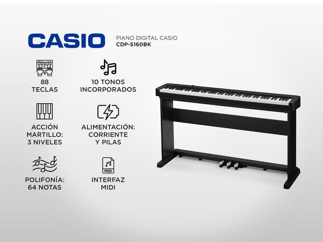Piano Digital Casio CDP-S160BK 88 tecla pesadas - 1