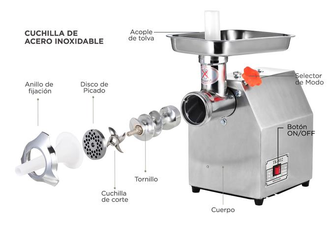 Picadora De Carne Industrial 1 Hp Gadnic Big-P Acero Inoxidable  - 3