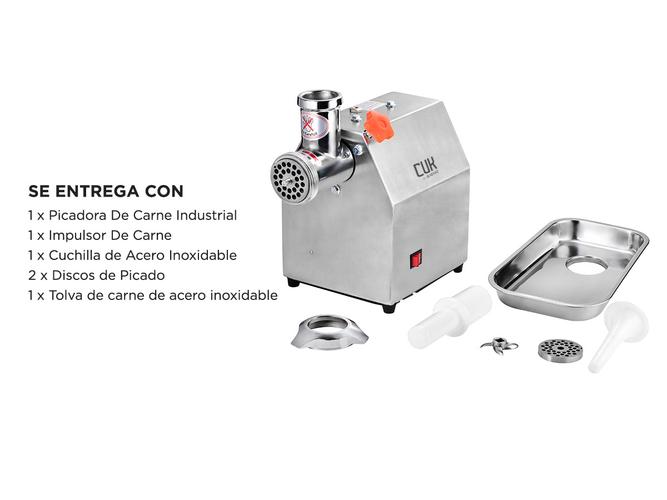 Picadora De Carne Industrial 1 Hp Gadnic Big-P Acero Inoxidable  - 5