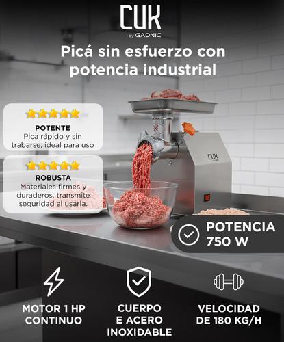 Picadora De Carne Industrial 1 Hp Gadnic Big-P Acero Inoxidable  - 1