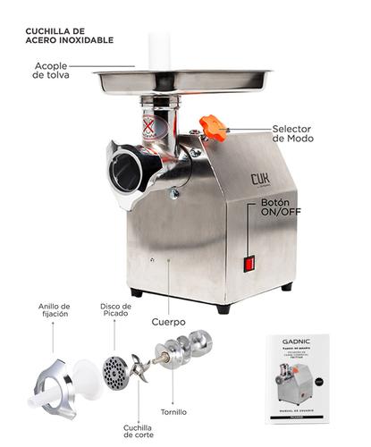 Picadora De Carne Industrial 1 Hp Gadnic Big-P Acero Inoxidable  - 6