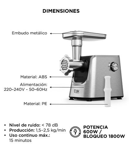 Picadora de Carne Eléctrica Cuk By Gadnic Titanium Potencia 6001800W  - 5