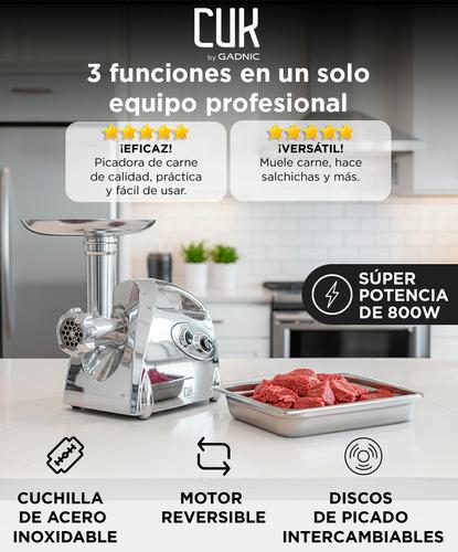 Picadora de Carne Cuk By Gadnic P90 Eléctrica 3 en 1 800W 80kgh Outlet - 1