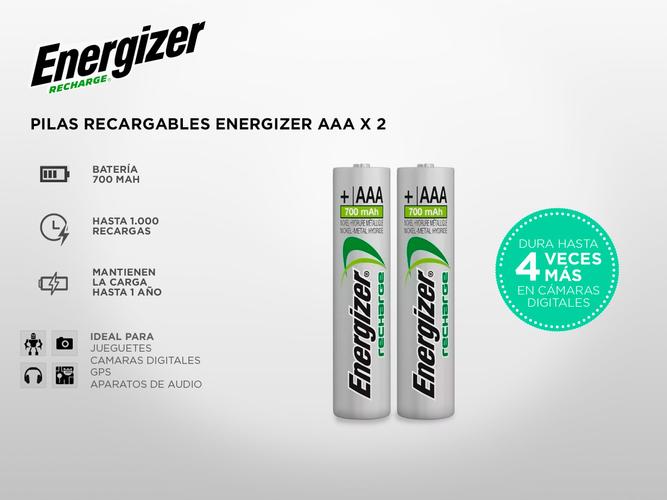 Pilas Recargables Energizer AAA X 2 Cámaras digitales, mp3, CD, autos a Control Remoto, Juegos GPS - 1