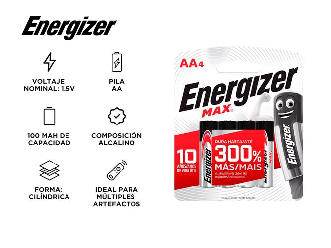 4 X Pilas AA Energizer MAX E91 Pilas Alcalinas 15V - 1