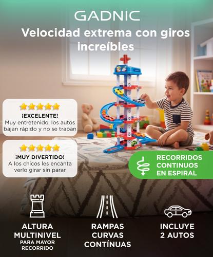 Pista de autos infantil Gadnic torre con rampas y autos - 1