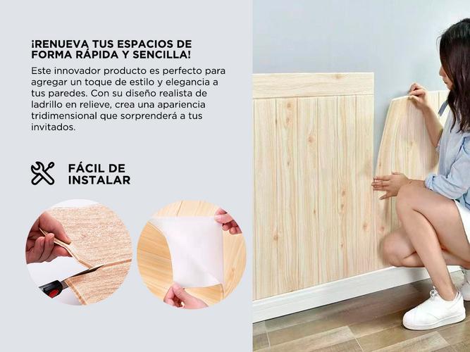 Placas 3d Autoadhesivas de Pared Gadnic Lavable Impermeable  - 2