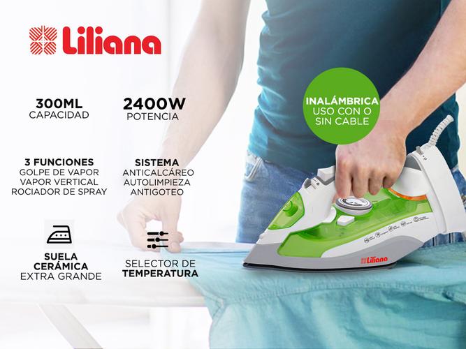 Plancha a Vapor Liliana Practistyle RPV501 Inalámbrica Suela Cerámica Antiadherente  - 1