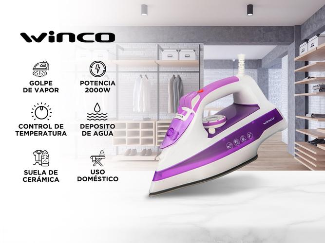 Plancha A Vapor Winco W34 Violeta con Suela Antiadherente - 1