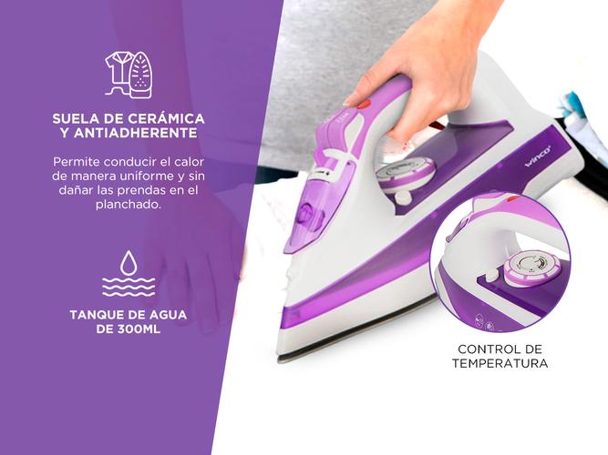 Plancha A Vapor Winco W34 Violeta con Suela Antiadherente - 3