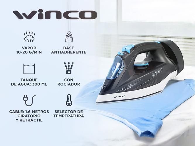 Plancha a Vapor Cerámica Winco con Guardacable W39 - 1