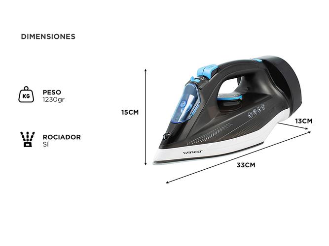 Plancha a Vapor Cerámica Winco con Guardacable W39 - 4
