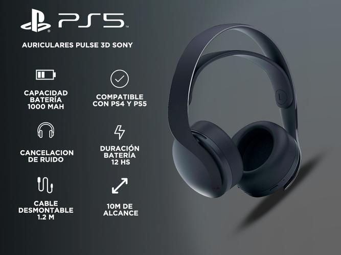 Auriculares Pulse 3d Sony Ps5 Inalambrico Midnight Black Original - 1