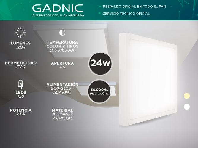 Plafon Lampara techo Led Gadnic PNL24 Cuadrado Calido/Frio 3000K/6000K Cuadrado 24W  - 1