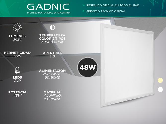 2x Plafon Empotrable Lampara techo Led Gadnic PNL48 Cuadrado 48W CalidoFrio 3000K6000K KIT - 1