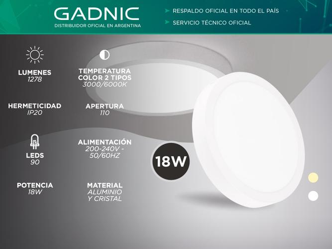 Plafon Lampara techo Led Gadnic PNL18 CalidoFrio Redondo 18W - 1