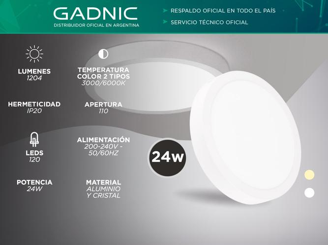 Plafon Lampara techo Led Gadnic PNL24 Redondo 24W CalidoFrio 3000K6000K  - 1