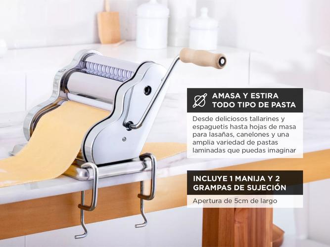 Maquina Pastalinda Clasica 200 Cromada 20cm Pastas Fideos - 2