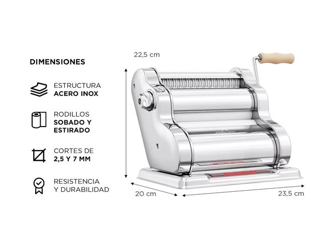 Maquina Pastalinda Clasica 200 Cromada 20cm Pastas Fideos - 4