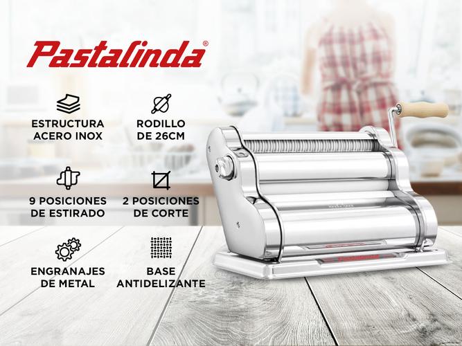 Maquina Pastalinda Clasica 260 Cromada Pastas Fideos Acero Inox  - 1
