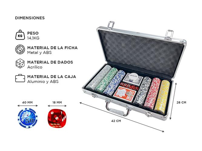 Juego de Póker Gadnic 300 Fichas con Maletín - 4
