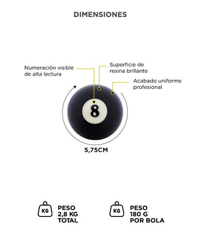 Juego De Bolas De Pool Gadnic Medida Profesional 575mm  - 5
