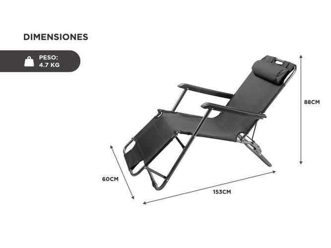Reposera Plegable Cama Reclinable Jardín/Playa Gadnic - 5