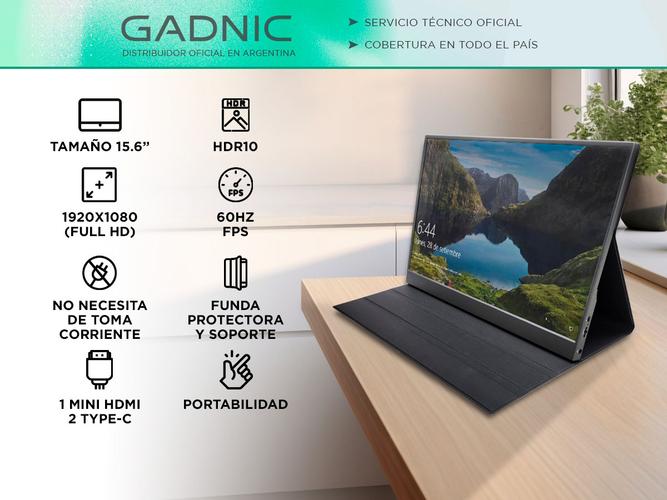 Monitor Portátil Gadnic 156 con Funda Soporte Full HD - 1